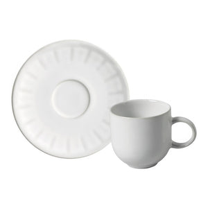 Cup and Saucer Set Aurora 6 Piece White Stoneware