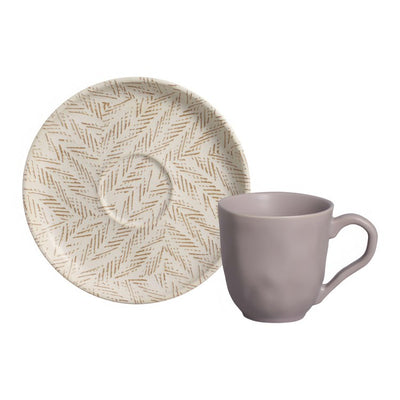 Product Image: Cup and Saucer Set Luar 6 Piece Ivory/Pink Stoneware