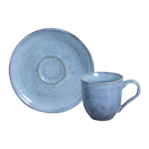 Cup and Saucer Set Breeze 6 Piece Light Blue Stoneware