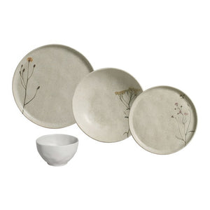 Dinnerware Set Campestre Service for 4 16 Piece Ivory/Green/Yellow/Pink Stoneware