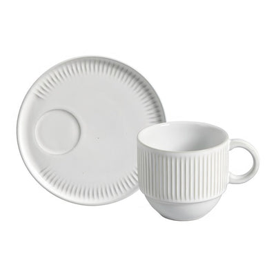 Product Image: Cup and Saucer Set New White 6 Piece White Stoneware