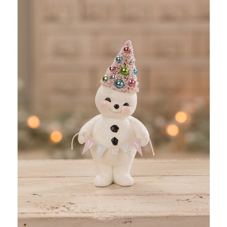 Pastel Merry Snowman With Tree - Thumbnail 2