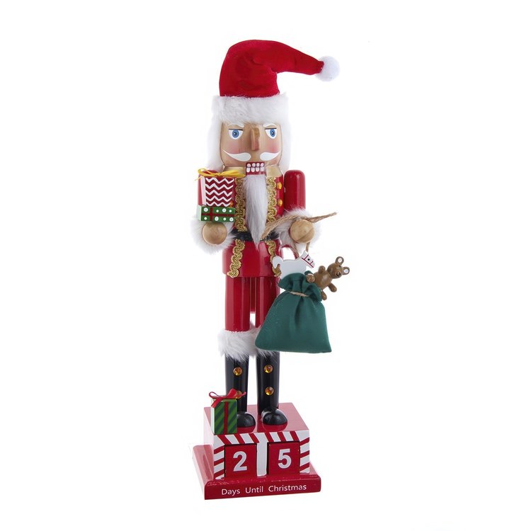 Wooden 15" Santa Calendar Nutcracker