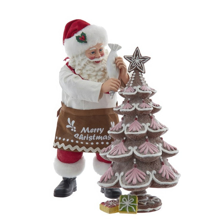10.5" Fabriche Santa Decorating Gingerbread Tree, 2-Piece Set