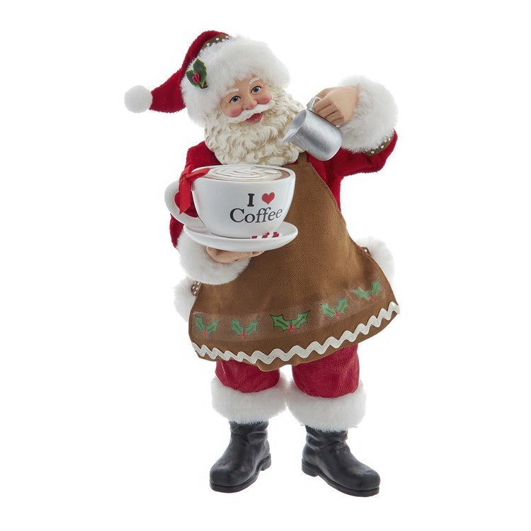 10.5" Fabriche Santa with Oversized "I Love Coffee" Cup and Creamer