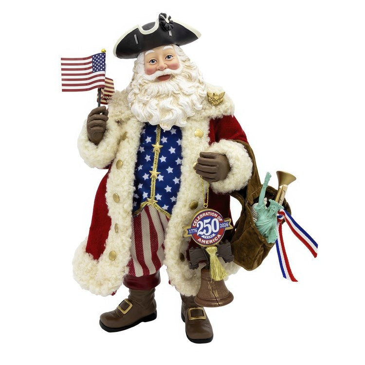 11" Fabriche 250th Anniversary of America Musical Santa