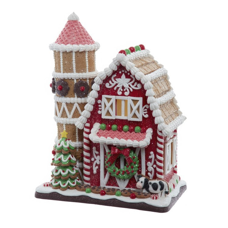 12" Battery Operated LED Gingerbread Barn
