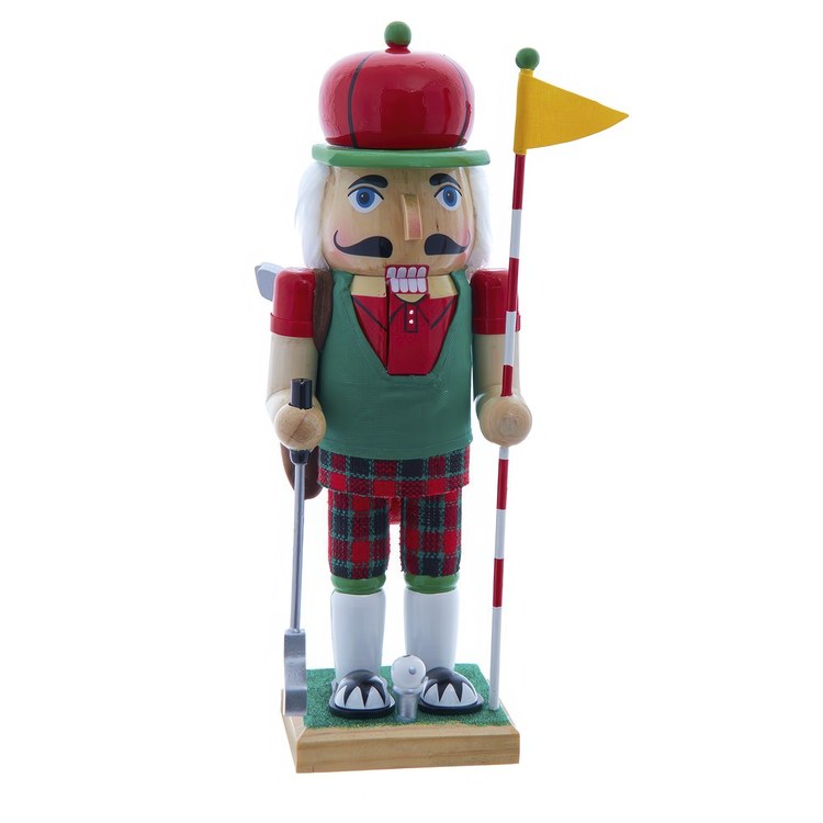12" Wooden Golf Nutcracker - Thumbnail 2