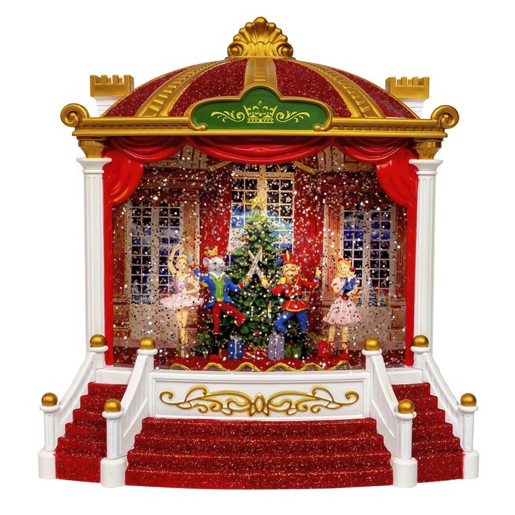 9.25" Battery Operated USB LED Lighted Ballet Theater Lantern with Spinning Glitter Water