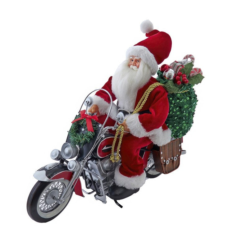 14" Kringles Motorcycle Santa with Giftbag