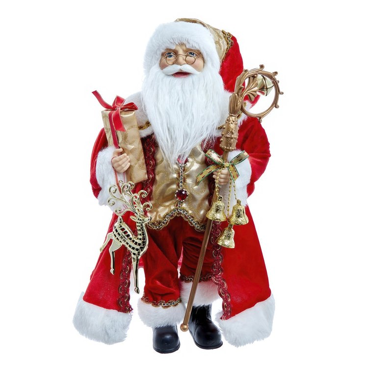 18" Standing Red and Gold Santa