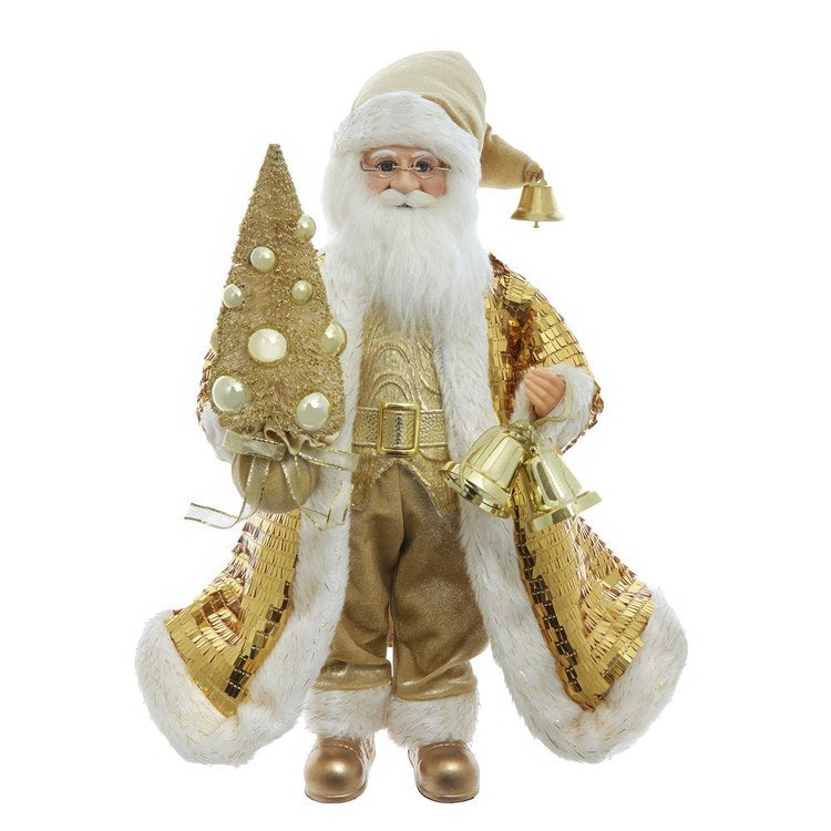 18" KSA Kringle Standing Gold Santa with Tree