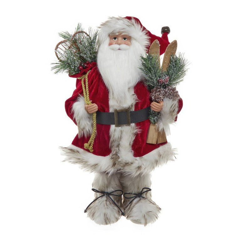 18" KSA Kringles Rustic Santa with Skis
