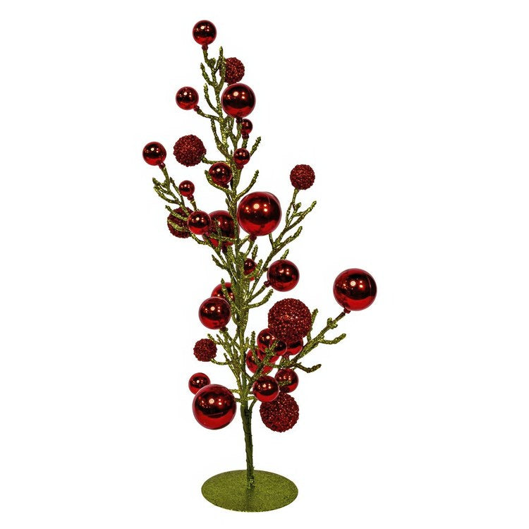 21.6" Decorated Green Glittered Tree with Metal Base