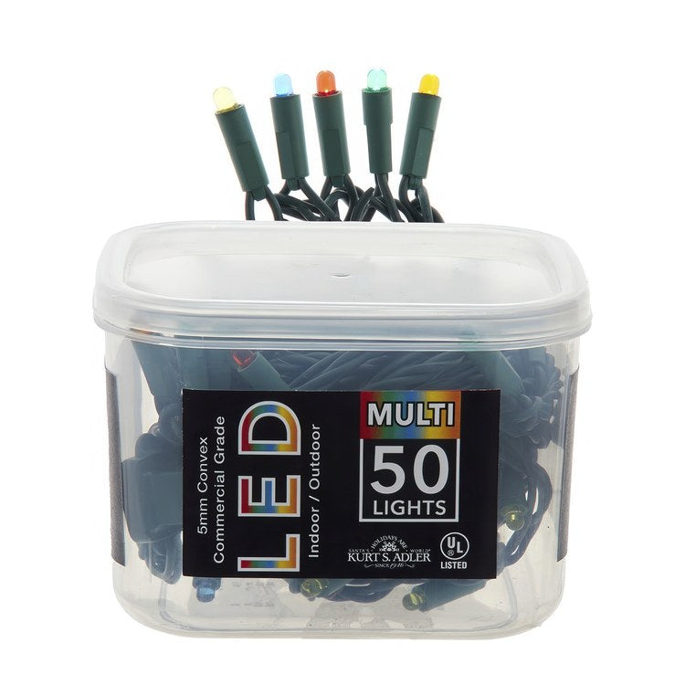 25.5-Foot UL 50-Light Convex 5MM LED Green Wire Light Set - Thumbnail 2