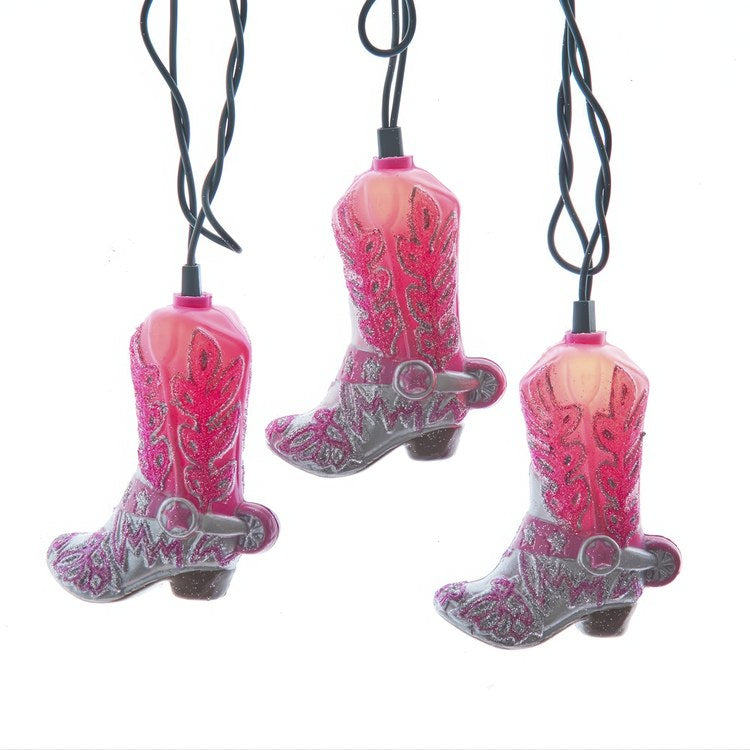 UL 10-Light Glittered Pink Boots Light Set