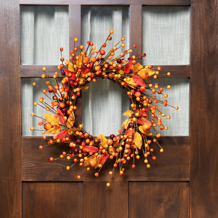 Artificial Wreath Berries and Apples with Foliage Twig 18 Inch
