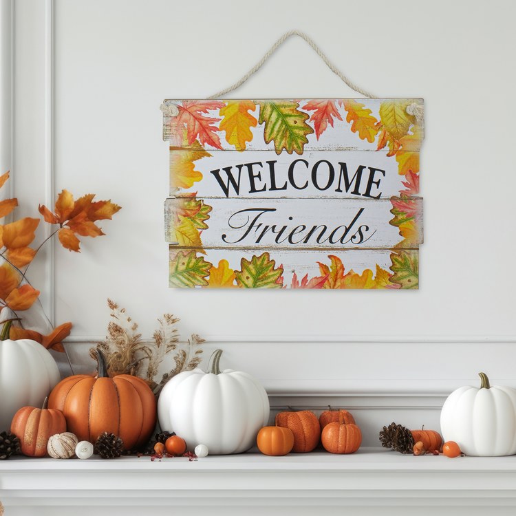Wall Decor Autumn Leaves Welcome Friends