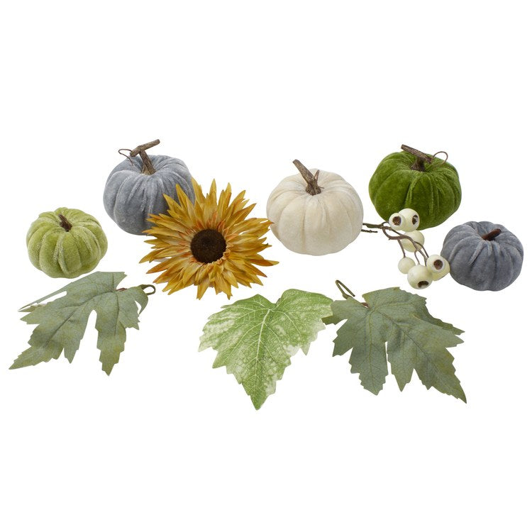 Seasonal Decor Pumpkins Berries and Sunflower Green 1 Piece