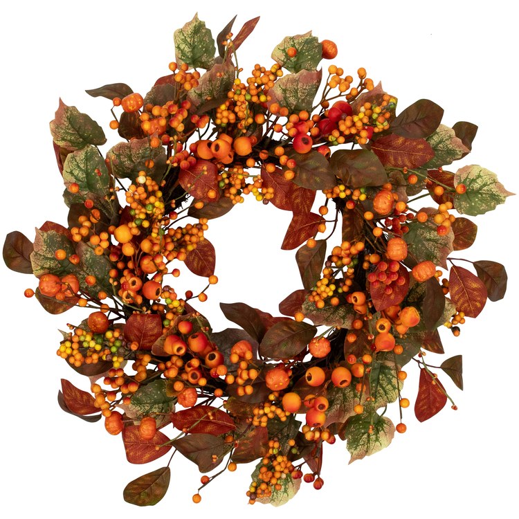 Artificial Wreath Mini Gourds and Berries 24 Inch