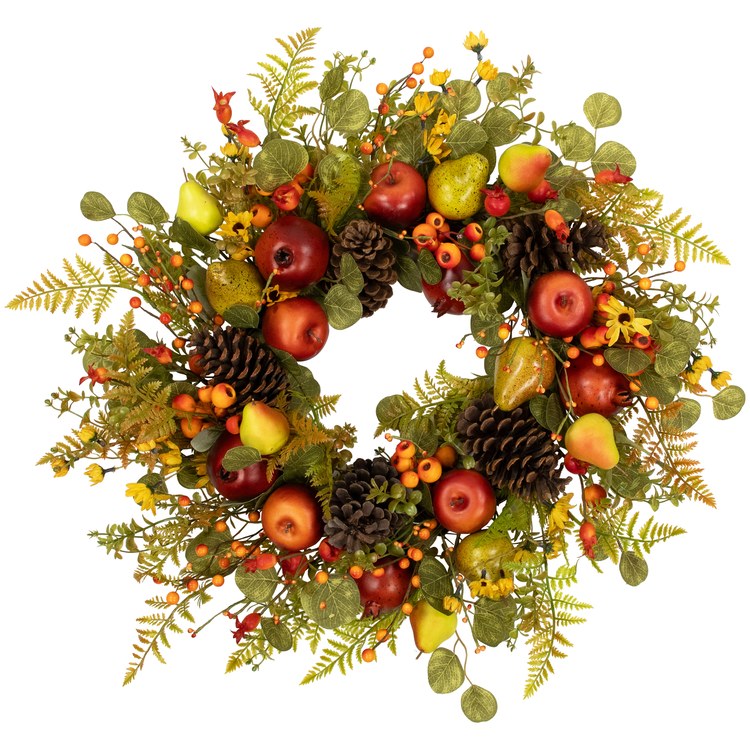 Artificial Wreath Apples and Pears 26 Inch