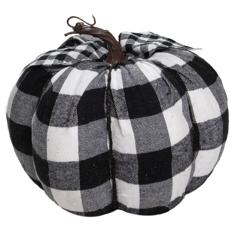 Seasonal Decor Buffalo Plaid Pumpkin Black