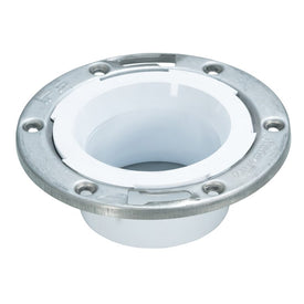Closet Flange PVC less knockout with Adjustable Stainless Steel Ring Stainless Steel 3 x 4 Inch
