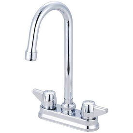 Bar/Laundry Faucet 4 Inch 2 Lever ADA Chrome Gooseneck Swing