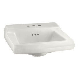 Lavatory Sink Comrade Wall Mount with Hanger 20 x 18-1/4 Inch 4 Inch Spread Rectangle ADA White