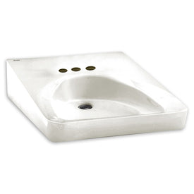 Wheelchair Accessible Wall-Mount Bathroom Sink with 3 Faucet Holes (4" Centers)