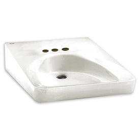 Wheelchair Accessible Wall-Mount Bathroom Sink with 3 Faucet Holes (4" Centers) without Overflow