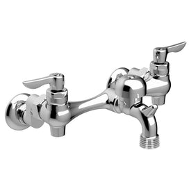 Exposed Yoke Two Handle Wall-Mount Utility Faucet with Vacuum Breaker/Offset Shanks
