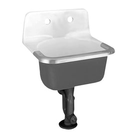 Lakewell Wall-Mounted Cast Iron Service Sink with Faucet Holes