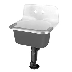 Akron Wall-Mounted Cast Iron Service Sink with Faucet Holes
