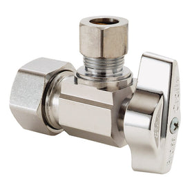 Angle Stop Valve 1/2 x 3/8 Inch Lead Free Brass Chrome Plated Quarter Turn Compression