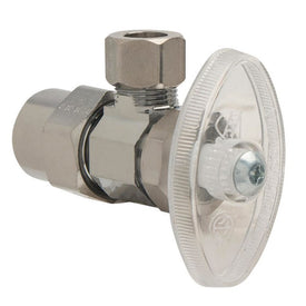 Angle Stop Valve 1/2 x 3/8 Inch Lead Free Brass Chrome Plated Multi Turn CPVC x Compression