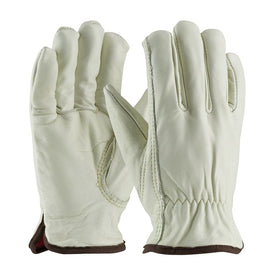 Large Top Grain Cowhide Leather Driver's Gloves with Lining, Keystone Thumb - Natural