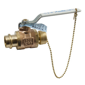 77W Series 1/2" Two-Piece Full Port Press End Bronze Ball Valve with Hose Cap and Chain