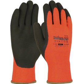 PowerGrab Thermal-Insulated Hi-Vis Large Gloves with Acrylic Terry Liner - Orange/Brown