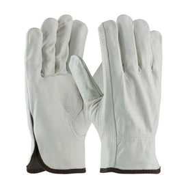 Large Regular-Grade Top Grain Cowhide Leather Driver's Gloves with Keystone Thumb - Natural