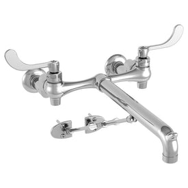 Wall-Mount Two Handle Widespread Utility Faucet with Bottom Brace/Supply Stops