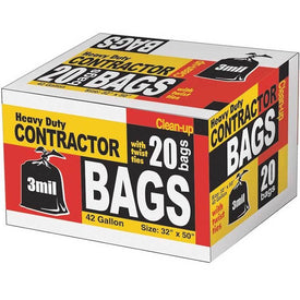 Contractor Bag Trash 20 Count 3 Millimeter 42 Gallon