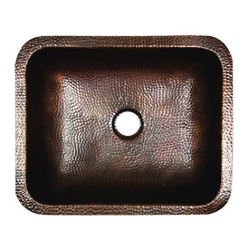Brightwork Home 17" x 14" Undermount Bathroom Hammered Copper Sink with 1-1/2" Drain