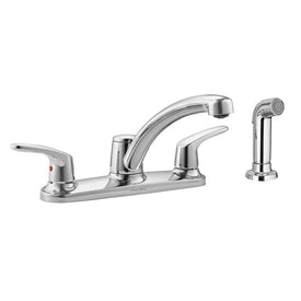 Colony Pro Two Handle Widespread Low Arc Kitchen Faucet with Side Sprayer