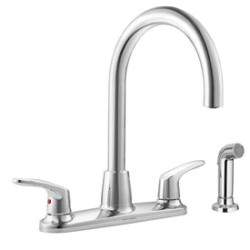 Colony Pro Two Handle Widespread High Arc Kitchen Faucet with Side Sprayer
