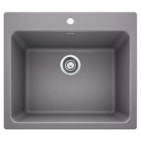 Liven 25" Single Bowl Silgranit Dual Mount Laundry Sink with 1 Hole