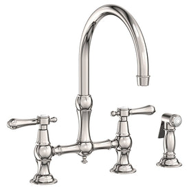 Chesterfield Two Handle High-Arc Kitchen Bridge Faucet with Side Sprayer