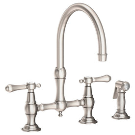 Chesterfield Two Handle High-Arc Kitchen Bridge Faucet with Side Sprayer