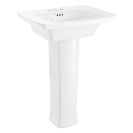 Edgemere 25"W Fireclay Pedestal Sink with Base for 4" Centerset Faucet