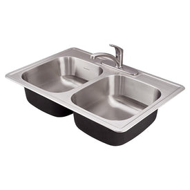 Colony 33" x 22" Double Bowl ADA Stainless Steel Drop-In Kitchen Sink with Faucet